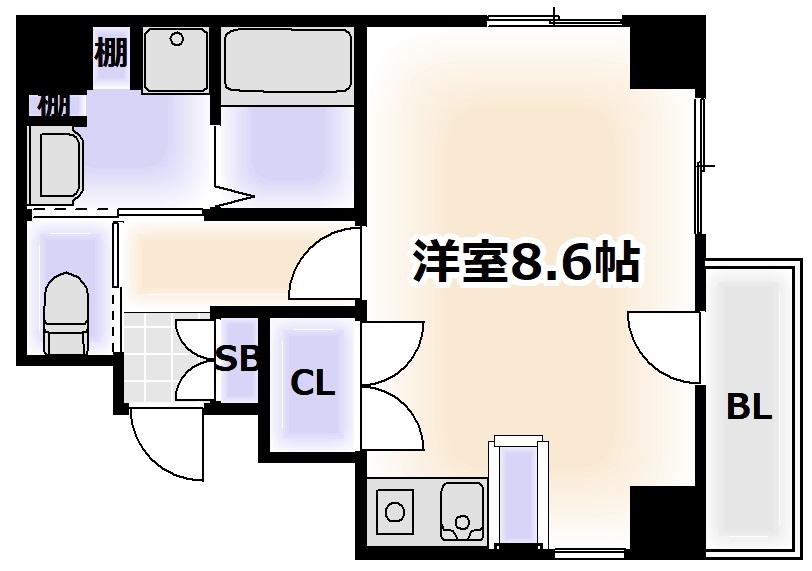 レディース21(ワンルーム/5階)の間取り写真