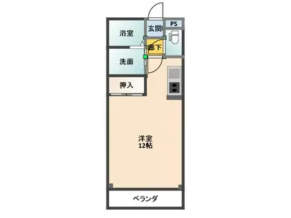 ベルメゾンホンダ(ワンルーム/2階)の間取り写真