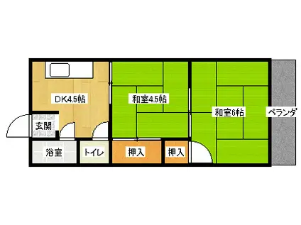 サンハイツ谷川(2DK/2階)の間取り写真