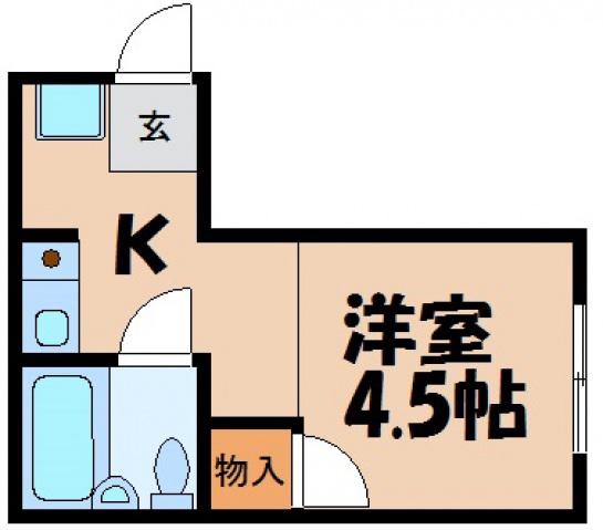 カーサ海田月見M-3(1K/4階)の間取り写真