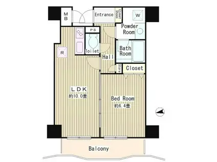 アルブル高輪(1LDK/6階)の間取り写真