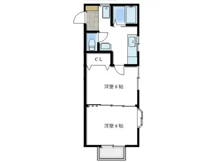 グランビュー岩沼II(2K/1階)の間取り写真