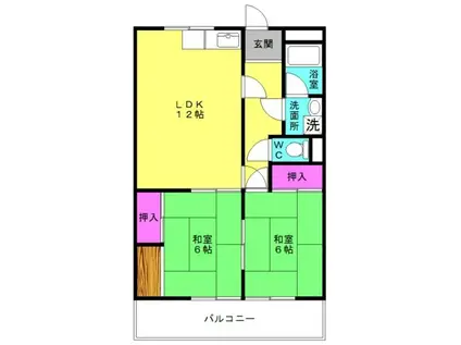 エクセレント宝殿3号棟(2LDK/1階)の間取り写真