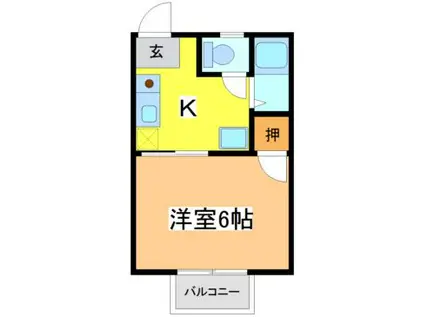 JR山陽本線 西高屋駅 徒歩17分 2階建 築33年(1K/1階)の間取り写真