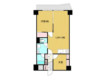 新津ロイヤルコープ(2LDK/4階)の間取り写真