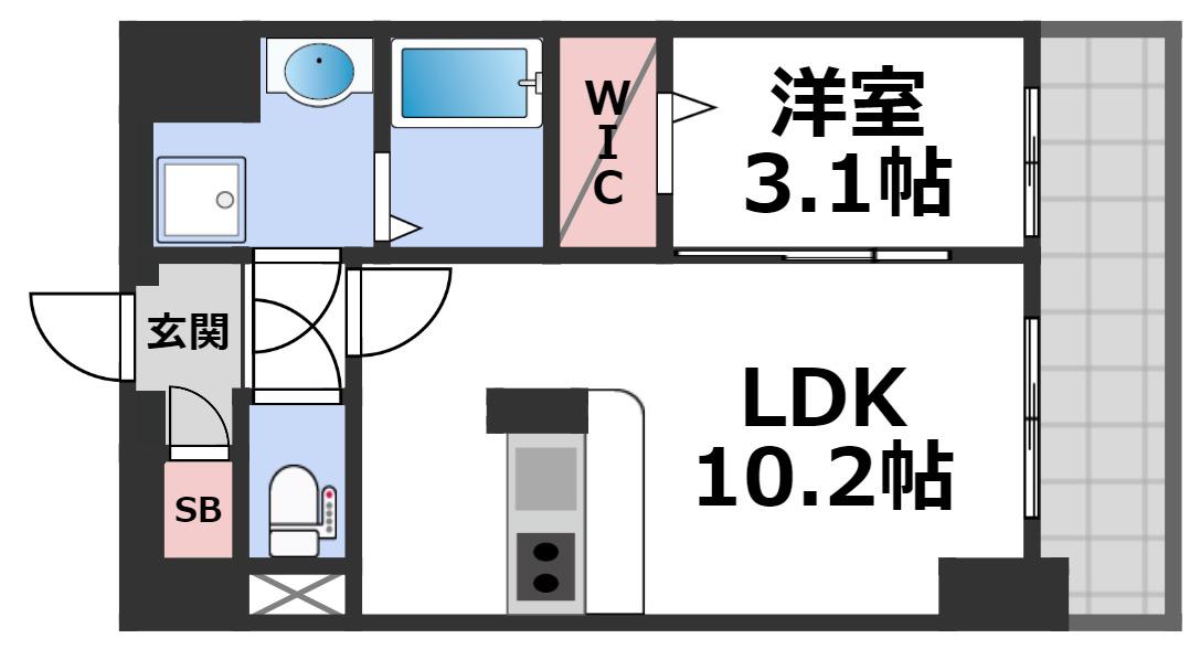 ベルンガーデン林寺(1LDK/7階)の間取り写真
