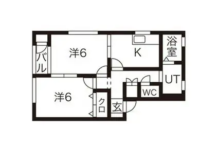 ユニベール(2K/2階)の間取り写真
