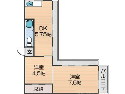 大栄マンション(2DK/3階)の間取り写真