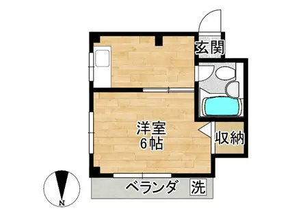 パークサイド桜井(1DK/3階)の間取り写真