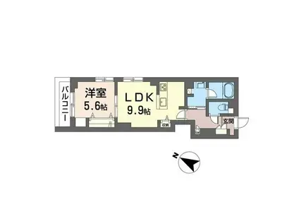 フェリシアガーデン茅ヶ崎(1LDK/2階)の間取り写真