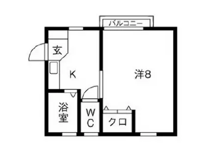 スワンロードK(1K/2階)の間取り写真