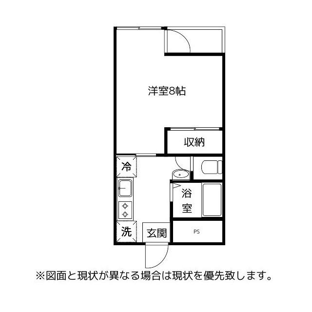 グリーンヒルズ1号館(1K/1階)の間取り写真