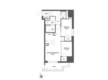 THE GATEHOUSE浅草雷門旧ブランシエスタ浅草雷門(2LDK/10階)の間取り写真