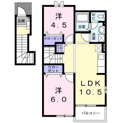 プレジール(2LDK/2階)の間取り写真