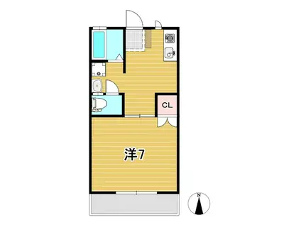 リバプールカルテットB(1K/2階)の間取り写真