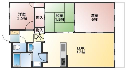 ロイヤルメゾン富士(3LDK/3階)の間取り写真