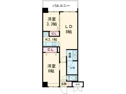コンダクトレジデンスJINYAMA(2LDK/6階)の間取り写真