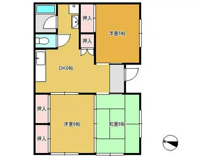 大園ハイツ(3DK/3階)の間取り写真