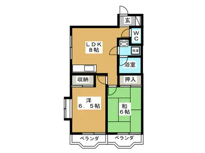 ソワサント木内(2LDK/1階)の間取り写真