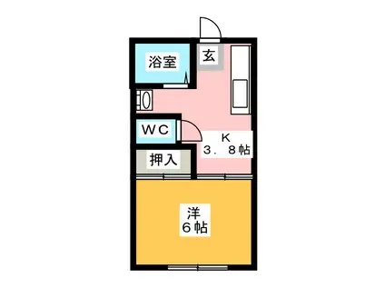 ジョーハウス(1K/1階)の間取り写真