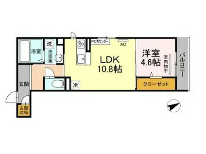 アネシス寺家 A棟(1LDK/3階)の間取り写真