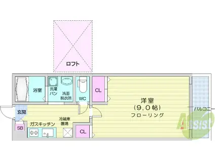 SUNHILLS南光台(1K/1階)の間取り写真