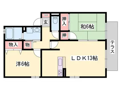 ウィルモア北在家(2LDK/1階)の間取り写真