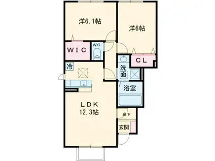 サンモールAB A棟(2LDK/1階)の間取り写真