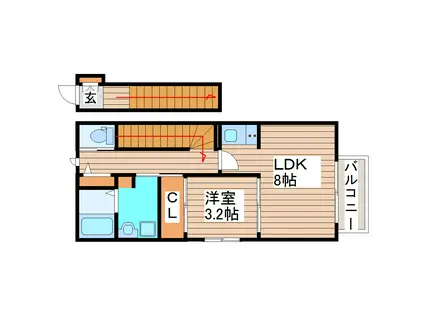 セレネII(1LDK/2階)の間取り写真