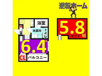 ハーモニーテラス大杉町II(1K/2階)の間取り写真