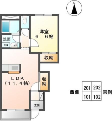 サンコーポ1号館(1LDK/1階)の間取り写真
