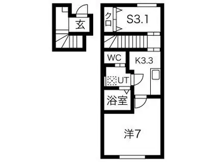 RESI大沢川原II(1SK/2階)の間取り写真