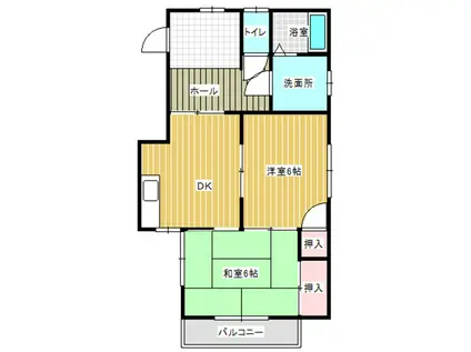 DOM STYLE(2DK/1階)の間取り写真