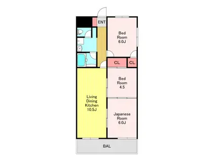 青木パークハイツ(3LDK/6階)の間取り写真