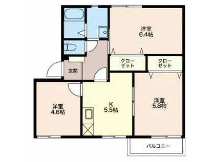 ベルハイツII(3DK/2階)の間取り写真