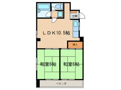 さくらビル(2LDK/5階)の間取り写真