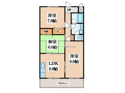 アルコーレ山手(3LDK/2階)の間取り写真