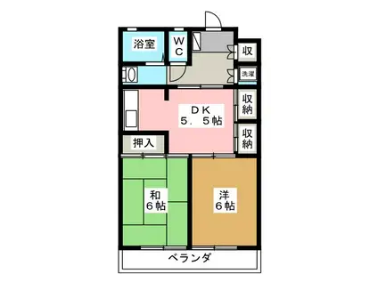 ルミエール大岩(2DK/1階)の間取り写真