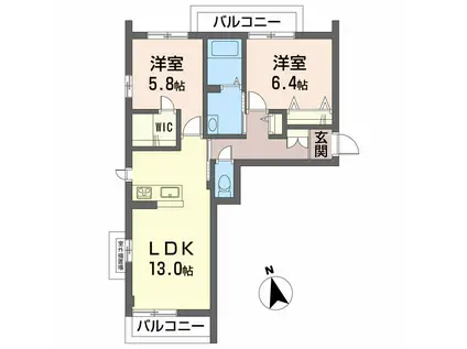 ベレオ昭和A・B(2LDK/2階)の間取り写真