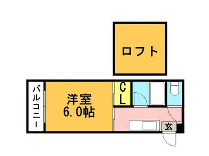 シティーハウス飛鳥(ワンルーム/1階)の間取り写真