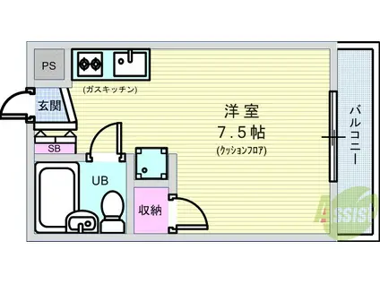 ラフィーネ7号館(ワンルーム/2階)の間取り写真