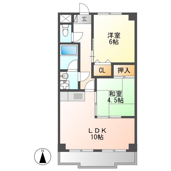サンライズ入場(2LDK/3階)の間取り写真