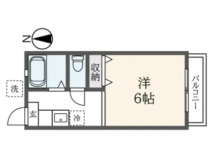 コーポ東川島B棟(ワンルーム/1階)の間取り写真