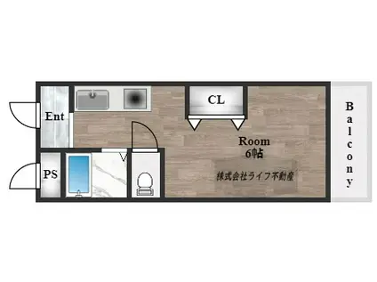 ベルハイム小阪(ワンルーム/4階)の間取り写真