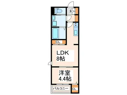 BRAVEBASE黒髪(1LDK/1階)の間取り写真