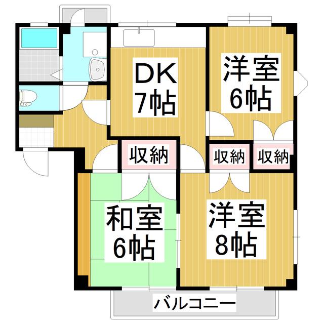 小柴見ハイツ(3DK/2階)の間取り写真