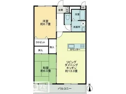 フォブール太田南(2LDK/1階)の間取り写真