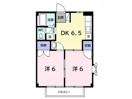 ファーストヒルズB(2DK/2階)の間取り写真