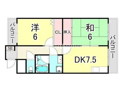 フローリーハイツI(2DK/2階)の間取り写真