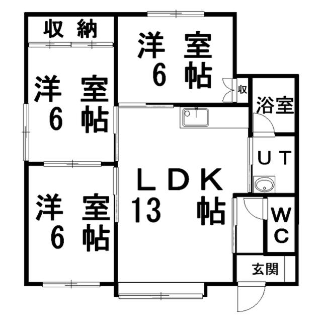 JR根室本線 釧路駅 バス乗車時間:30分 最寄りバス停で下車 徒歩3分 2階建 築32年(3LDK/2階)の間取り写真